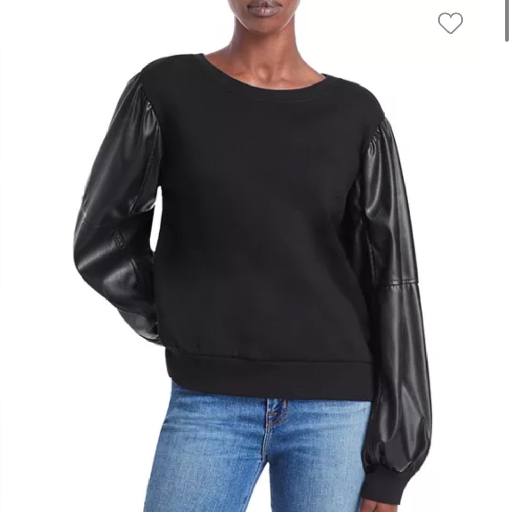 Sweatshirt with faux Leather Sleeves